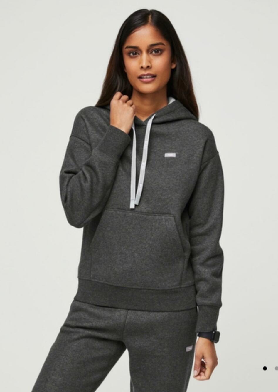 FIGS Women's Off-Shift Hoodie Pullover Sweatshirt Charcoal Gray Small